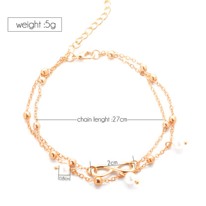 Women’s Double-Layer Pearl Anklet