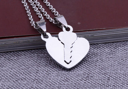 Couple Key & Heart Puzzle Necklace Set