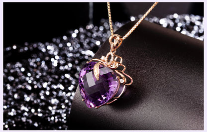 Rose Gold Amethyst Pendant Necklace