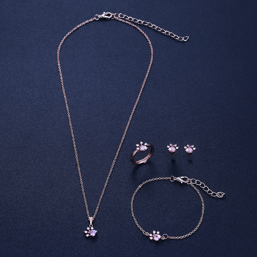 Cat Bear Dog Paw Jewellery Set