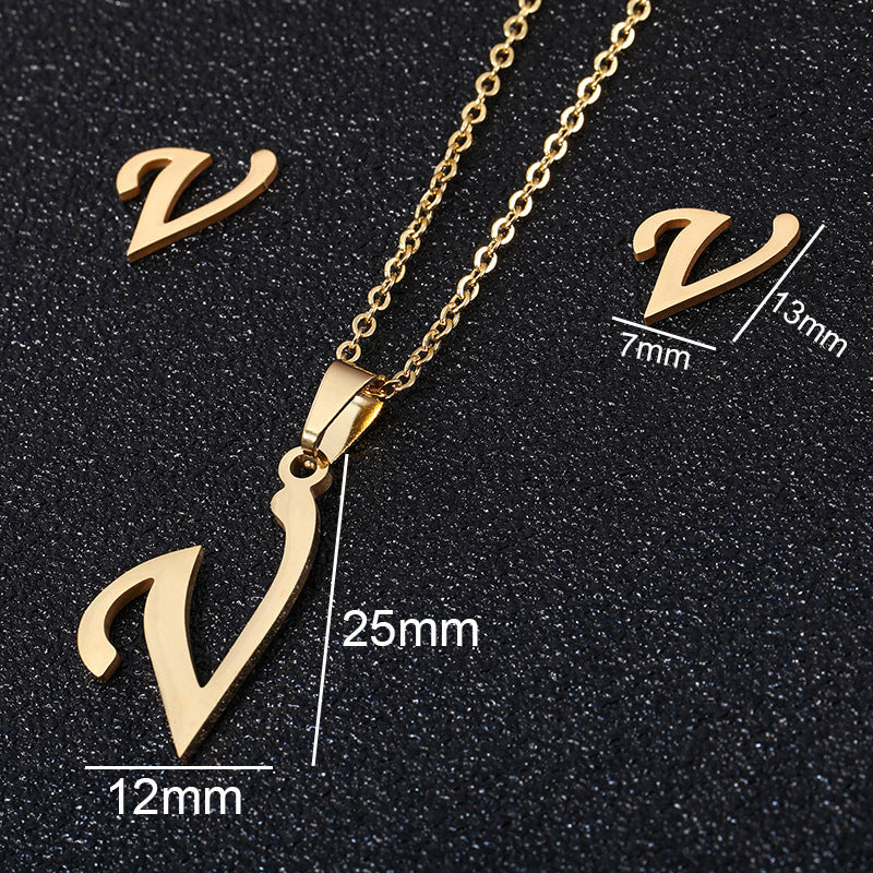 Stainless Steel Alphabet Necklace, 26 Initial Letters A–Z