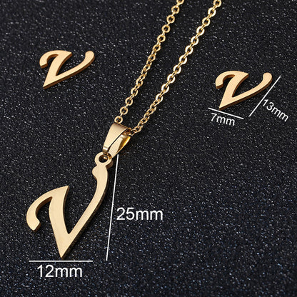 Stainless Steel Alphabet Necklace, 26 Initial Letters A–Z