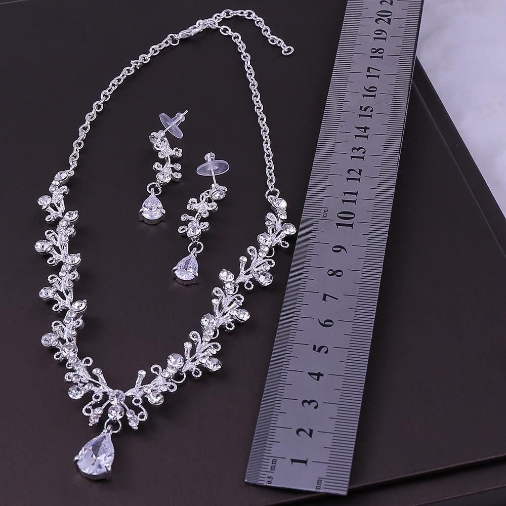 Bridal Rhinestone Zircon Necklace & Earring Set