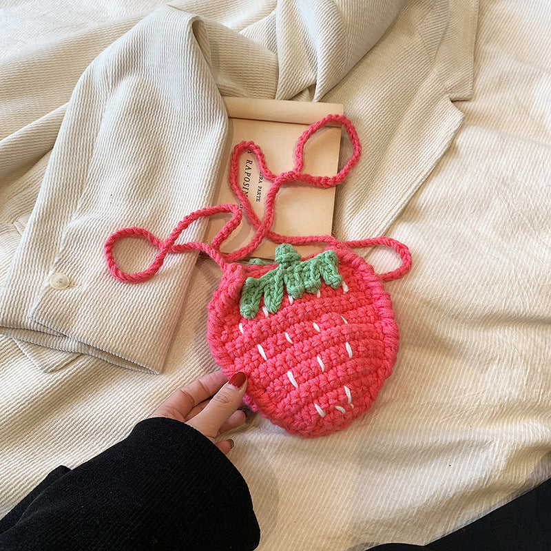 Handmade Knitted Wool Strawberry Crossbody Bag