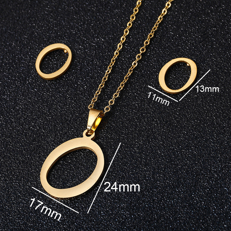 Stainless Steel Alphabet Necklace, 26 Initial Letters A–Z