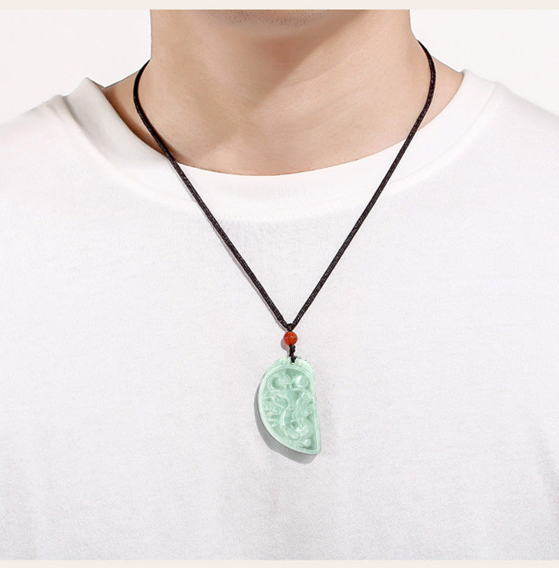 Dragon and Phoenix Jade Couple Necklace