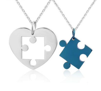 Love Puzzle Couple Pendant Necklace