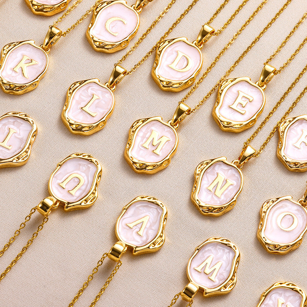 26 Letters Drop Oil Three Dimensional Necklace