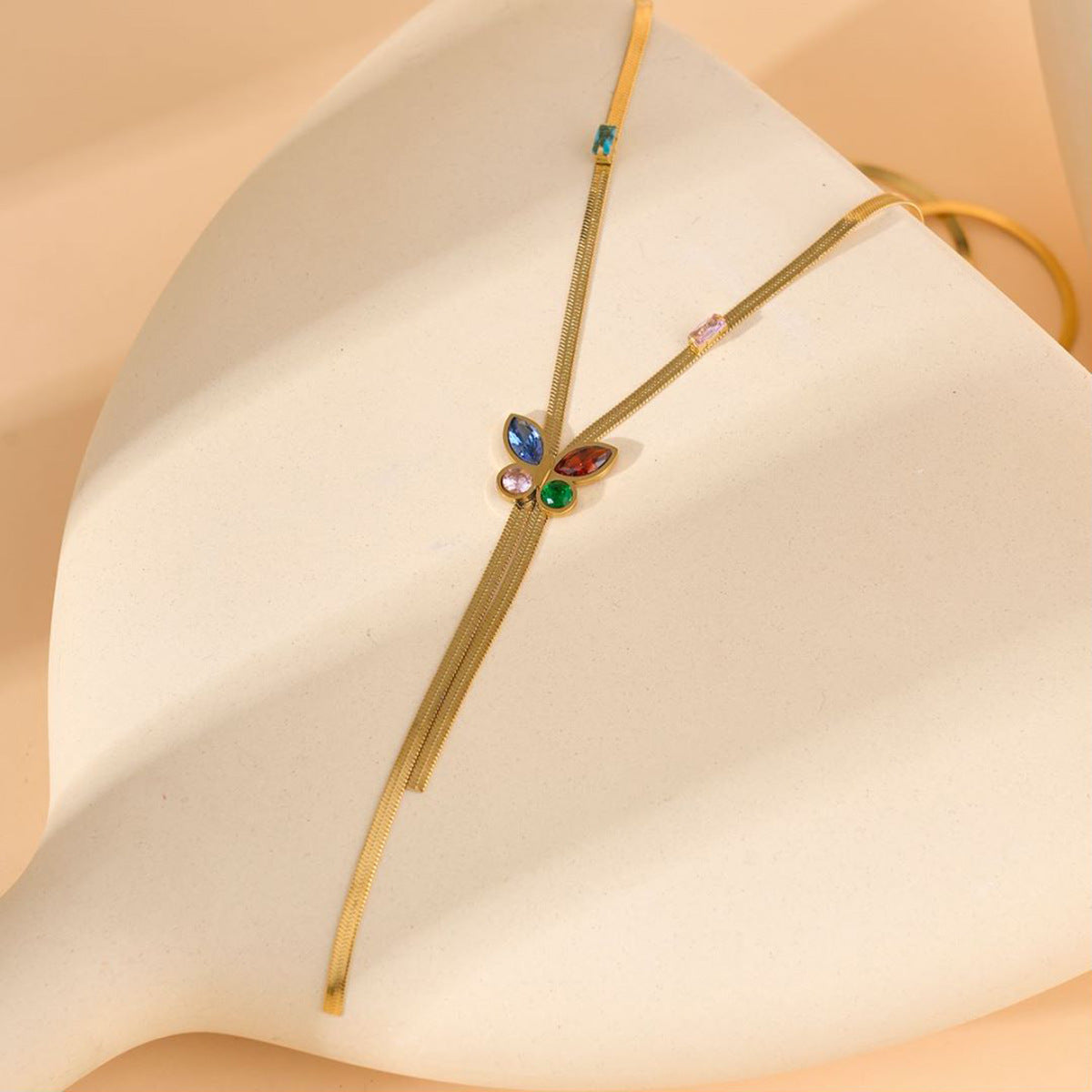 Gold Butterfly Stainless Steel Necklace