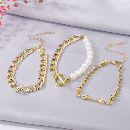 Heart Pearl Multi-Layer Chain OT Bracelet Suit