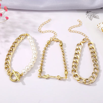 Heart Pearl Multi-Layer Chain OT Bracelet Suit