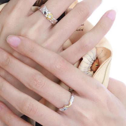 Sun and Moon Open Ring for Couples – Adjustable