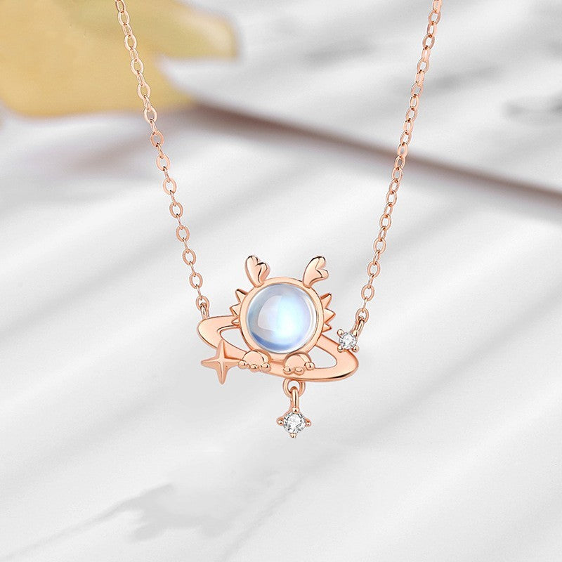 Sterling Silver Dragon Moonstone Necklace