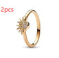 Moon and Sun Couple Adjustable Zircon Ring