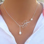 Leaf Pearl Drop Clavicle Chain Necklace