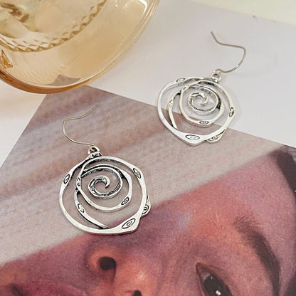 Long Vintage Hollow Circle Vortex Earrings