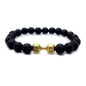 Barbell & Lava Rock Stone Beads Dumbbell Bracelet