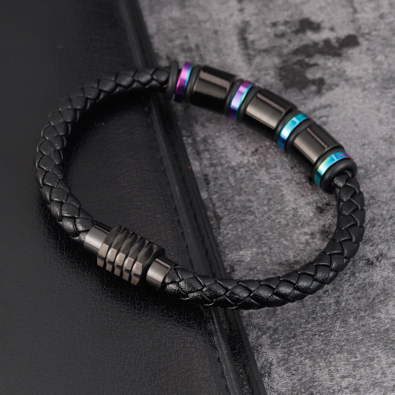 Leather Titanium Steel Bracelet