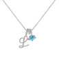 A-Z Alphabet Elegant Blue Heart Necklace with Zircons
