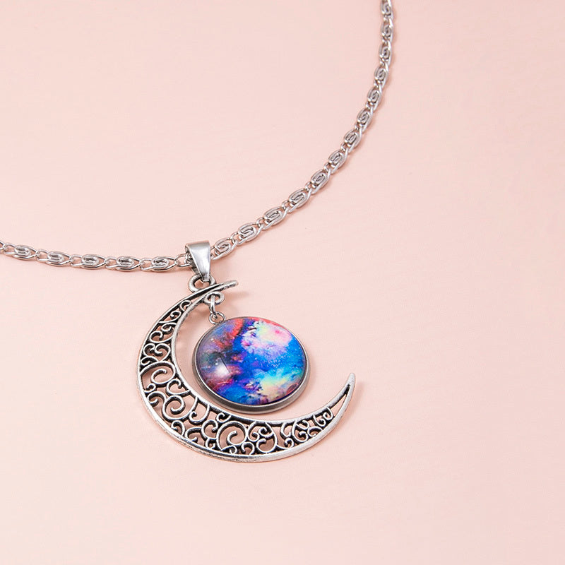 Galaxy Planet Star Glass Necklaces