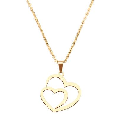 Double Peach Heart Couple Necklace