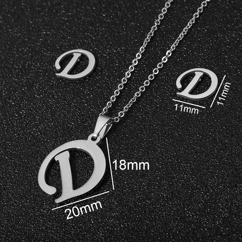 Stainless Steel Alphabet Necklace, 26 Initial Letters A–Z