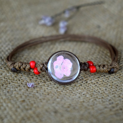 Dried Flower in Waterdrop Necklace & Bracelet Set