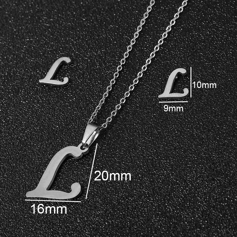 Stainless Steel Alphabet Necklace, 26 Initial Letters A–Z
