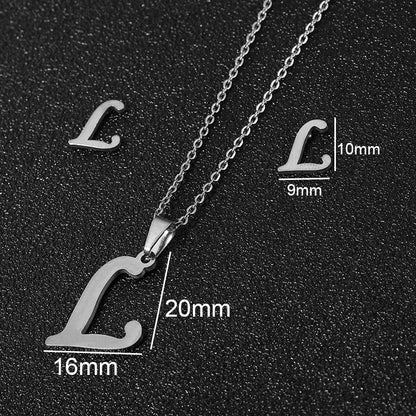 Stainless Steel Alphabet Necklace, 26 Initial Letters A–Z