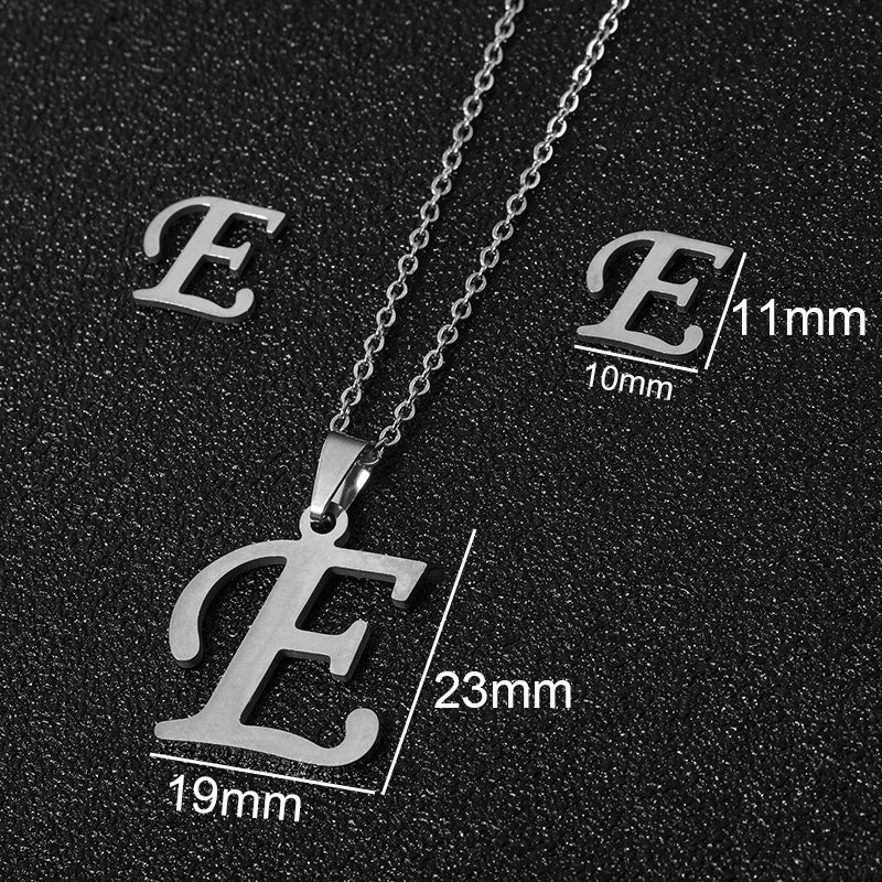 Stainless Steel Alphabet Necklace, 26 Initial Letters A–Z
