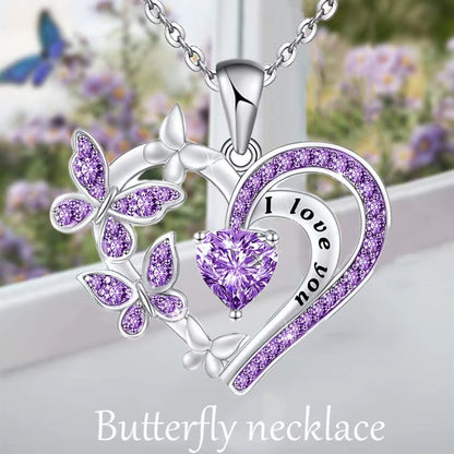 Butterfly Love Necklace with Rhinestones – Fashion, Hollow Heart Shaped Clavicle Chain, Pendant, Gift