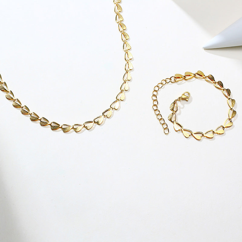 Heart Leaves Chain Bracelet, Set