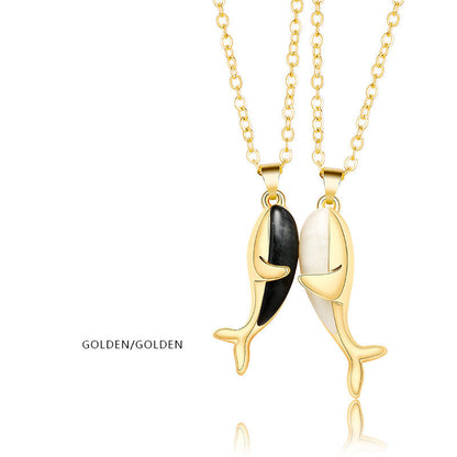 Holding Hands Couple Necklace, 2Pc Set