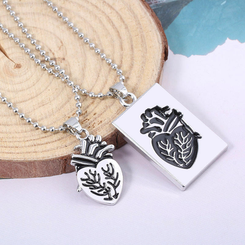Puzzle Jewelry Real Anatomical Heart Couple Necklace