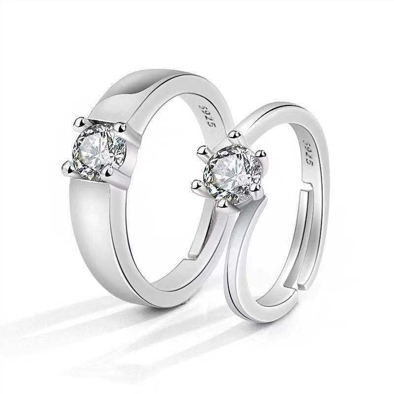 Moissanite Engagement Couple Rings