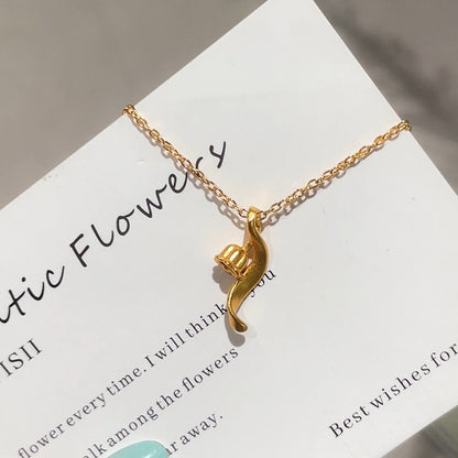 Frosted Lily Flower Necklace for Women