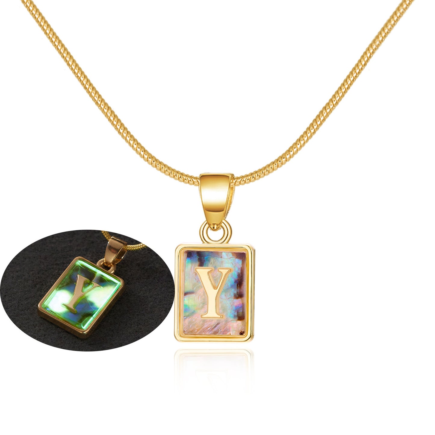 Luminous Pendant 26 Letter Square Necklace