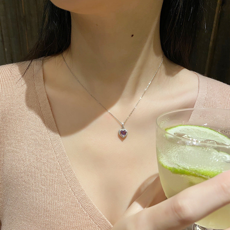 Natural Gemstone Heart Necklace for Women – S925 Sterling Silver