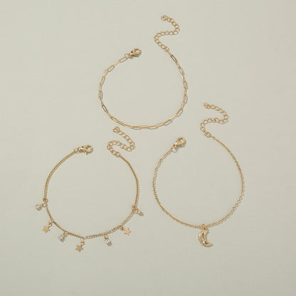 Star and Moon Tassel Bracelet Set, 3pcs
