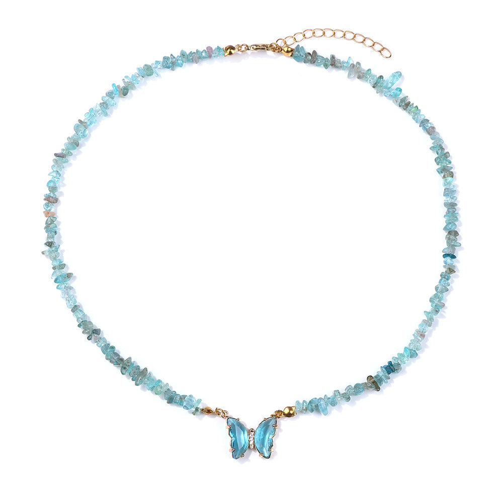 Simple and Versatile Butterfly Natural Stone Necklaces