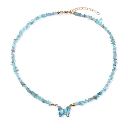 Simple and Versatile Butterfly Natural Stone Necklaces
