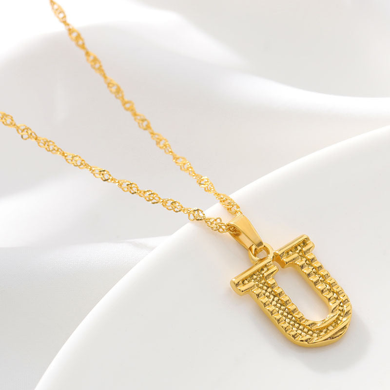 Gold Initial Letter Necklace – 18K Gold Plated A–Z Alphabet
