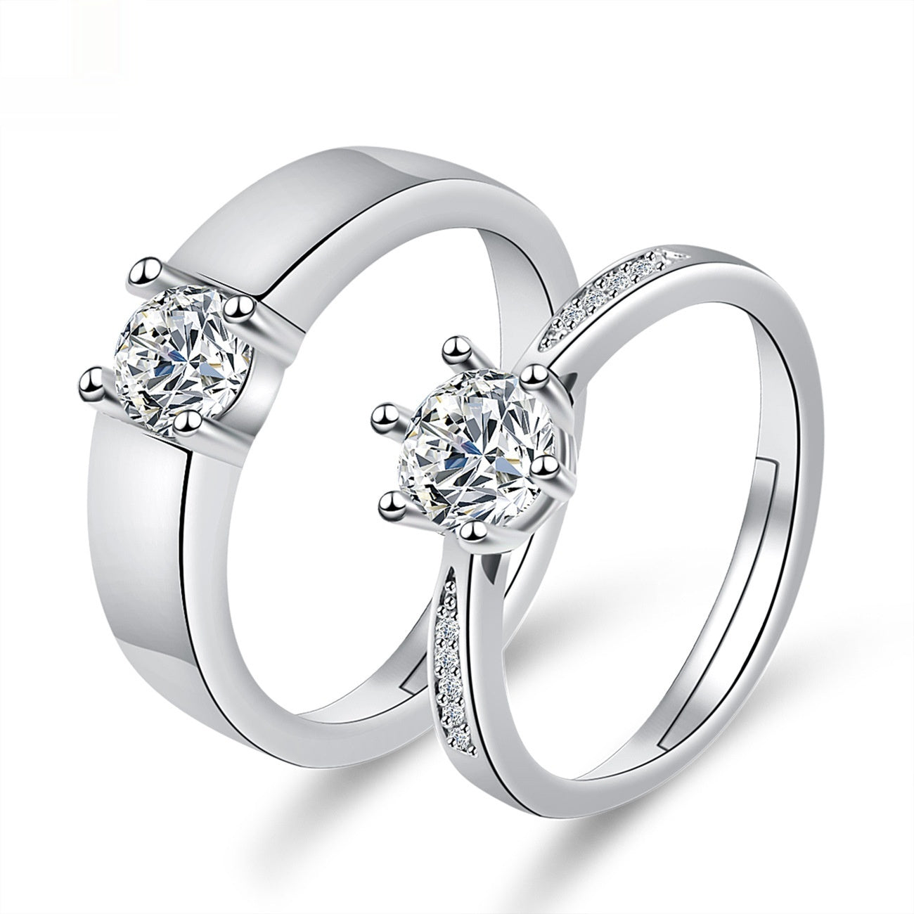 Moissanite Engagement Couple Rings