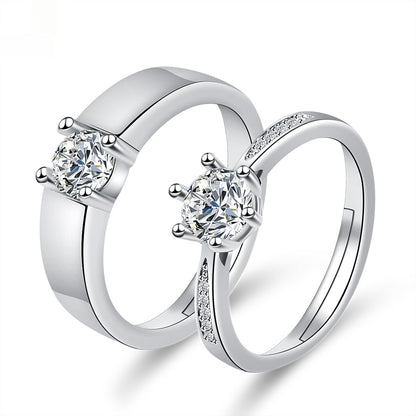 Moissanite Engagement Couple Rings