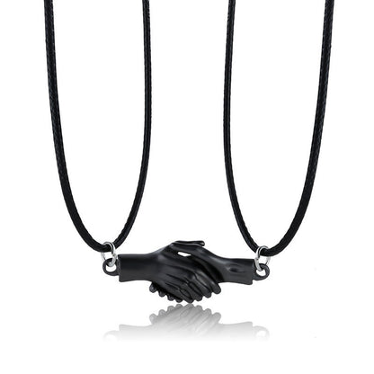 Holding Hands Couple Necklace, 2Pc Set