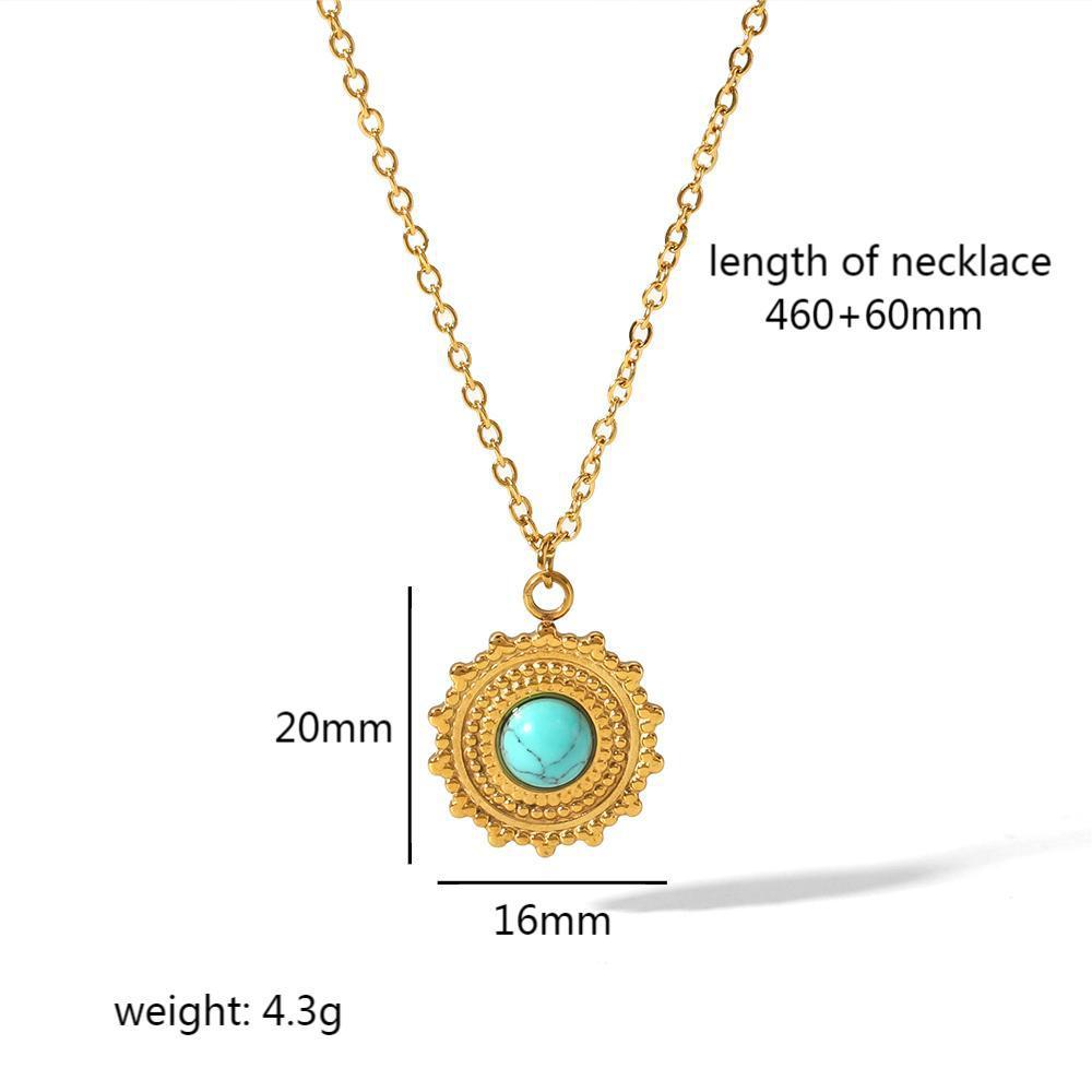 Turquoise Pendant Blue Diamond Necklace