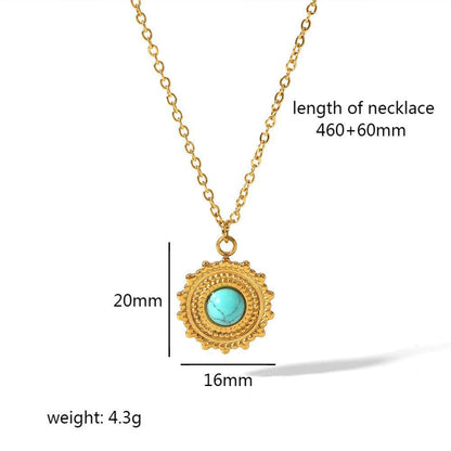 Turquoise Pendant Blue Diamond Necklace
