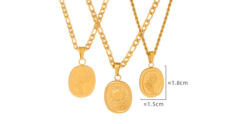 Titanium Steel Flower Pendant Necklace