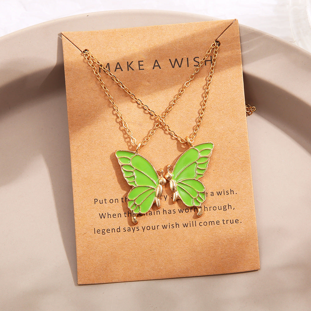 Coloured Butterfly Necklaces, 2Pc & 1Pc