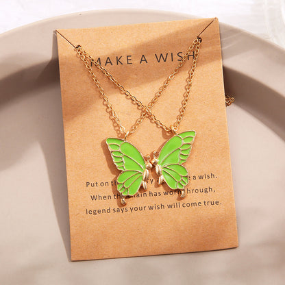 Coloured Butterfly Necklaces, 2Pc & 1Pc